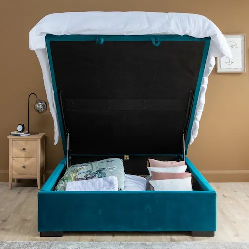 Liberty teal velvet bed frame from EZ Living Furniture.