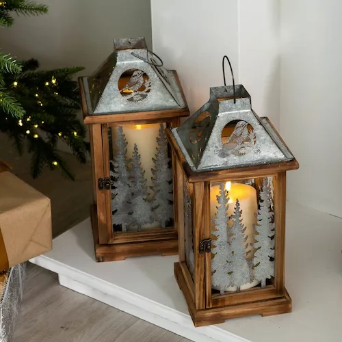 Christmas woodland lanterns from EZ Living Furniture.