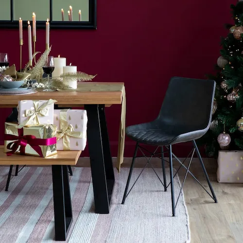 Pink and champagne Christmas themed decor from EZ Living Furniture.