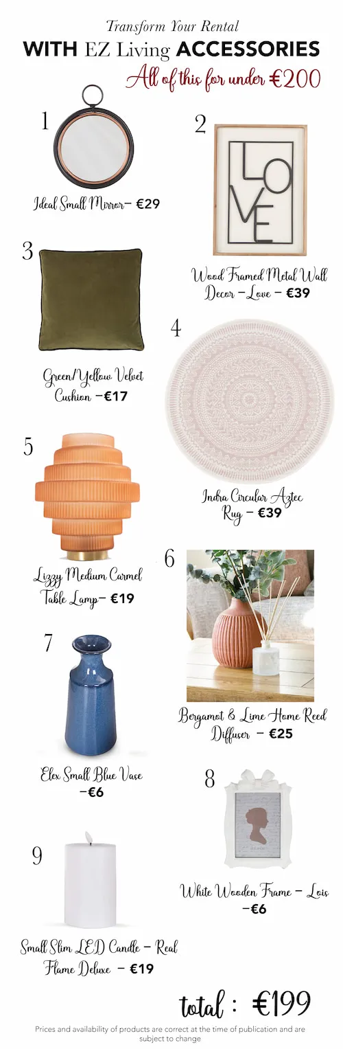Transform your rental with accessories under 200.