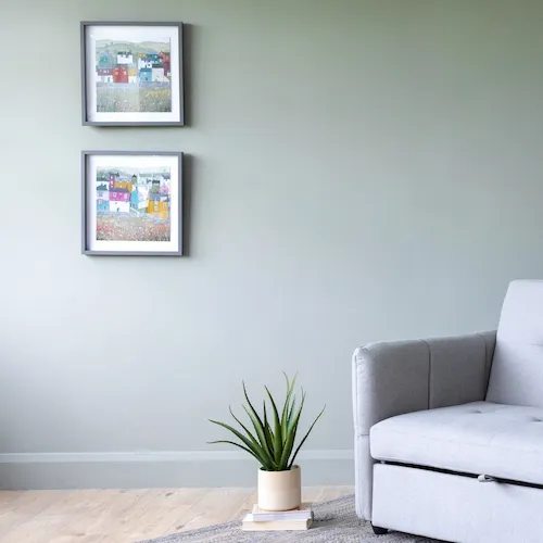 Colour block country and next door neighbour framed prints from EZ Living Furniture.