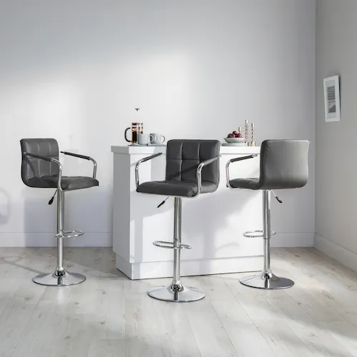 Jasmine grey faux leather bar stools from EZ Living Furniture.