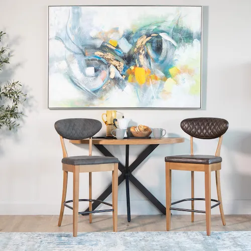 Margot dark grey and brown faux leather bar stools.