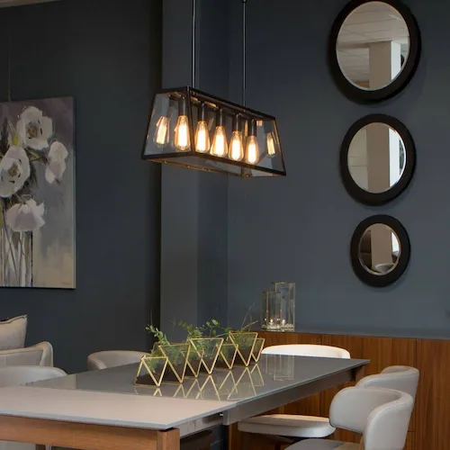 Ivette black metal framed ceiling light from EZ Living Furniture.