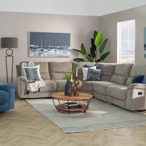 Elm grey fabric corner sofa from EZ Living Furniture.