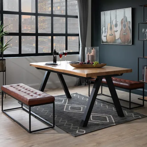Clyde light brown leather bench from EZ Living Furniture.