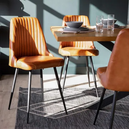 Harvey light brown leather dining chair from EZ Living Furniture.