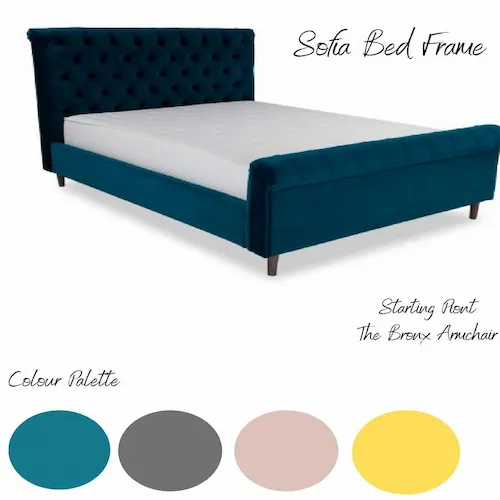 Sofia teal velvet bed frame from EZ Living Furniture.