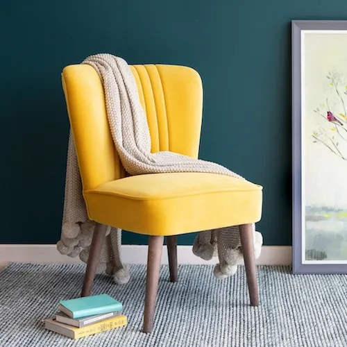 Paloma yellow velvet chair from EZ Living Furniture.