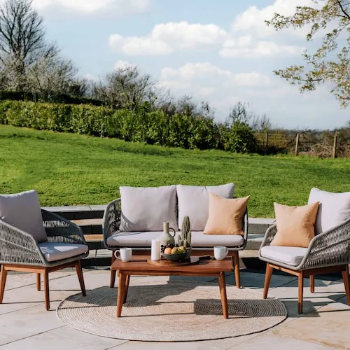 Flores 2 Seater Sofa Armchairs & Table Garden Set at EZ Living Furniture