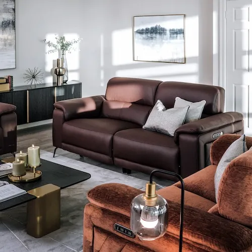 Paige 3-Seater Rose Brown Power Reclining Sofa at EZ Living Furniture.