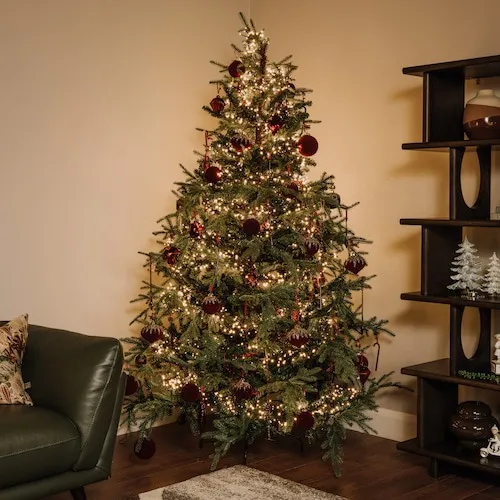 Aspen 7ft Christmas tree with red and gold theme from EZ Living Furniture.