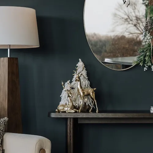 Christmas ornaments on console table from EZ Living Furniture.