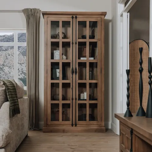 Cannes 2-Door Reclaimed Wood Display Cabinet at EZ Living Furniture.