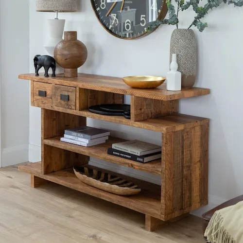 Polygon 2-Drawer Reclaimed Pine Console Table at EZ Living Furniture.