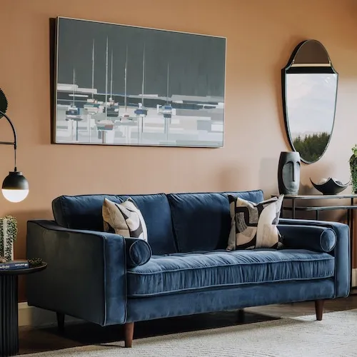 Genoa Petrol Blue 3 Seater Velvet Sofa from EZ Living Furniture.