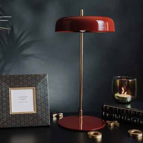 Maleka Burgundy Gold Table Lamp at EZ Living Furniture.