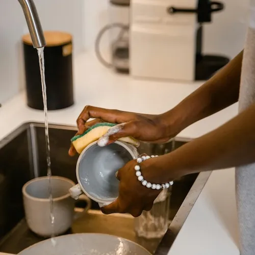 Dirty Dishes in sink.