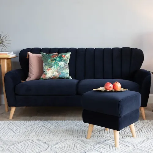 Harper Navy Blue Velvet Sofa at EZ Living Furniture.