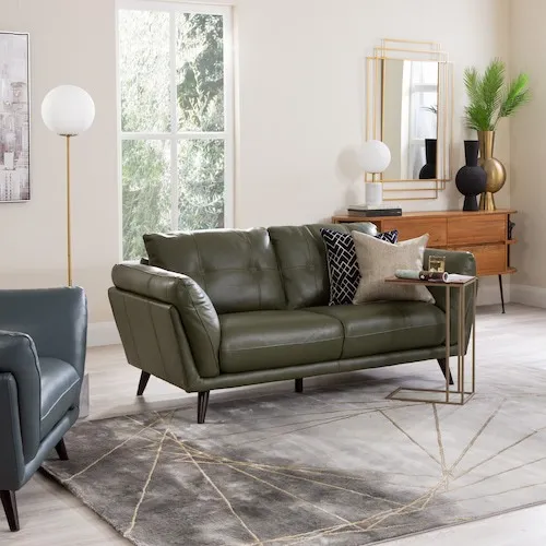 Toscana 2 Seater Green Leather Sofa at EZ Living Furniture.