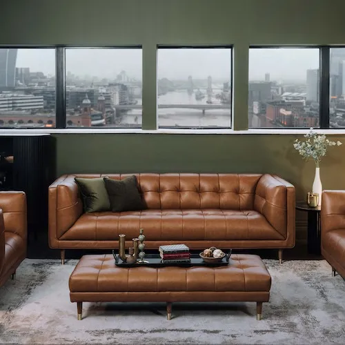 Grace 3.5 Seater Tan Leather Sofa at EZ Living Furniture.