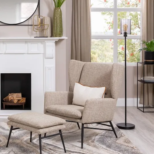 Boston Beige Accent Armchair & Footstool Set at EZ Living Furniture.