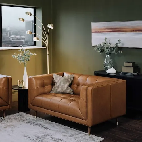 Grace 2 Seater Tan Leather Sofa at EZ Living Furniture.