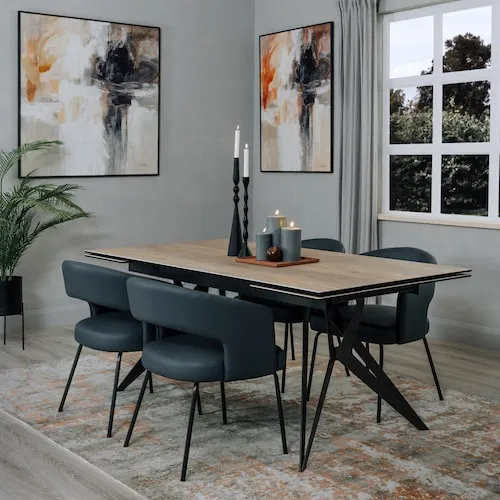 Kingston Ceramic & Metal Double Extendable Dining Table at EZ Living Furniture.