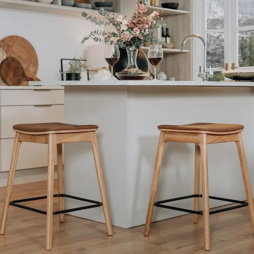 Ravello Oak Bar Stool with Tan Seat at EZ Living Furniture.