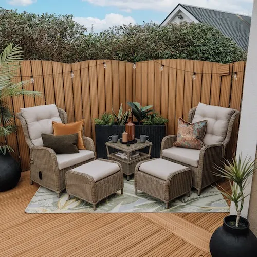 Laurel 2 Recliner Ottoman Wicker Chairs Set With Table at EZ Living Furniture.