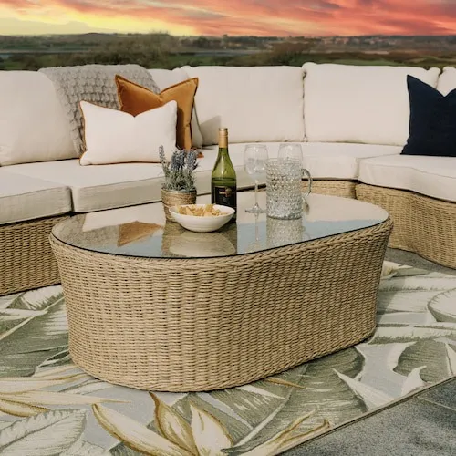Saint Tropez Corner Sofa & Oval Coffee Table Set at EZ Living Furniture.