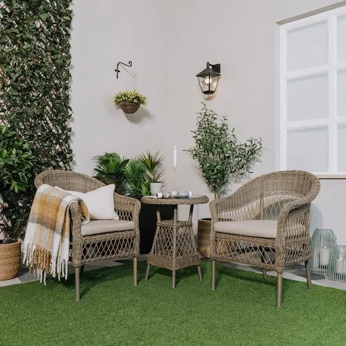 Lupin Bistro Set with 2 Wicker Chairs & Table at EZ Living Furniture.