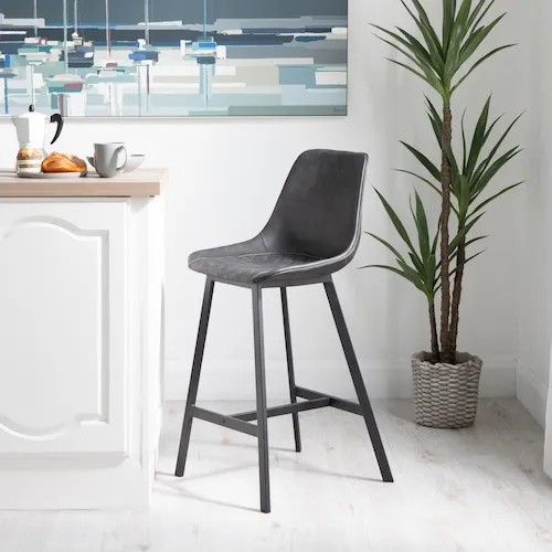 Leo Grey Faux Leather Bar Stool at EZ Living Furniture.
