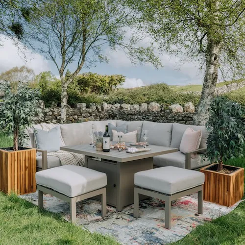 Ashbury Outdoor Garden Set with firepit table at EZ Living Furniture.