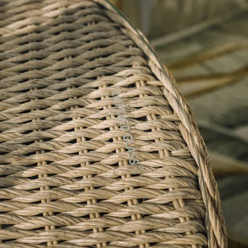 Rattan garden furniture detail.