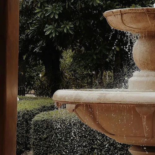Garden fountain water feature.