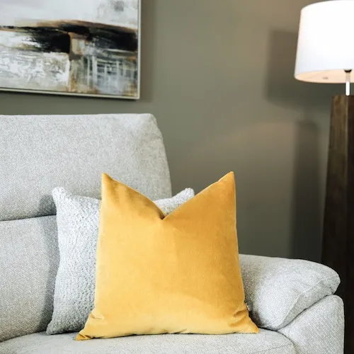 Richelle Yellow Feather-Filled Cushion at EZ Living Furniture.
