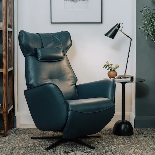 Carrie Teal Faux Leather Power Reclining Chair at EZ Living Furniture.