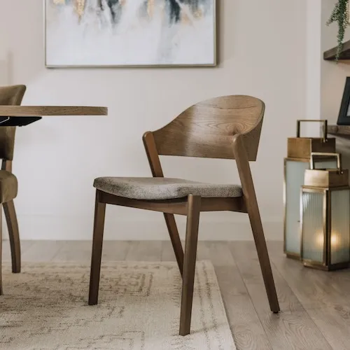 Vega Grey Oak Dining Chair with Fabric Seat at EZ Living Furniture.
