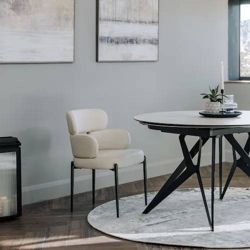 Fusion Off-White Leather Dining Chair at EZ Living Furniture.