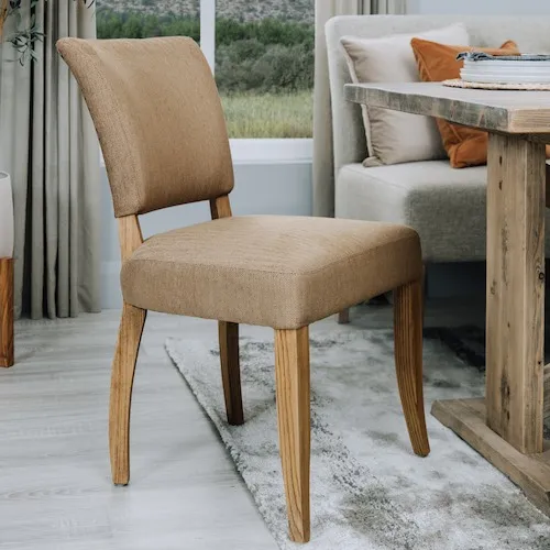 Athy Gold Herringbone Pattern Fabric Dining Chair at EZ Living Furniture.