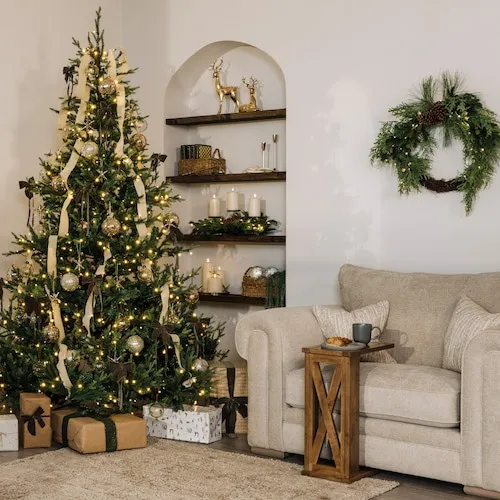 Green & brown Christmas theme at EZ Living Furniture.