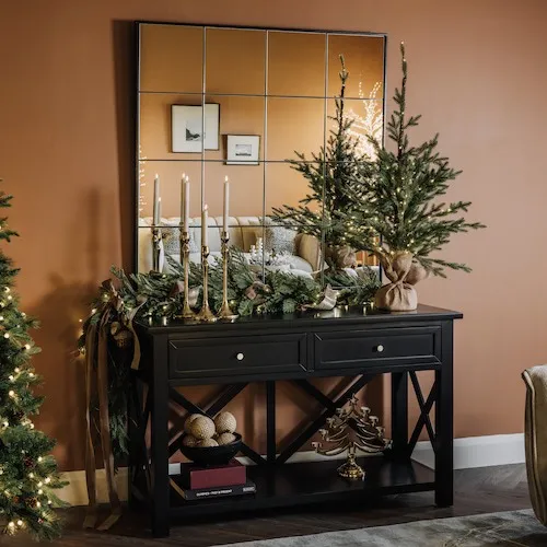 Gold Tree Candle Holder with space for 8 tealights at EZ Living Furniture.