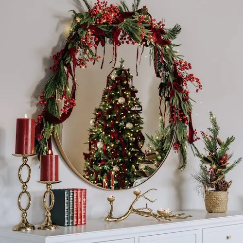 Red Christmas theme at EZ Living Furniture.