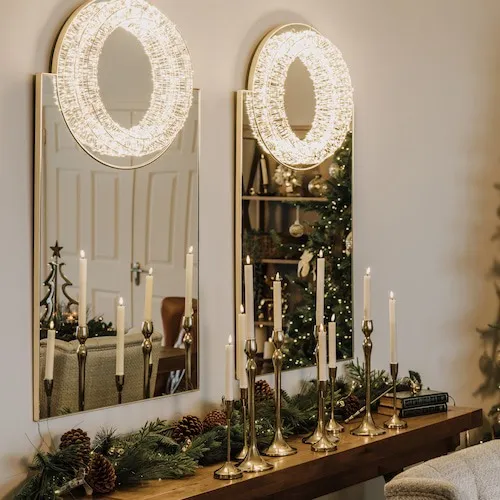 LED wreaths and candles at EZ Living Furniture.