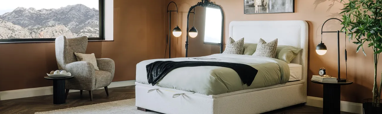 Malmo fabric ottoman bed on the lifestyle photo